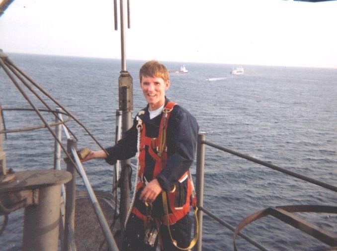 Mark cleaning the mast